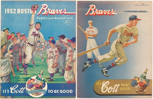 Boston and Milwaukee Braves Programs, Scorecards and Miscellaneous Lot